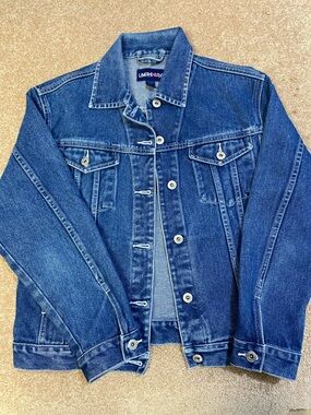 Limited Too Navy Label Denim Top with Pink Flower Logo